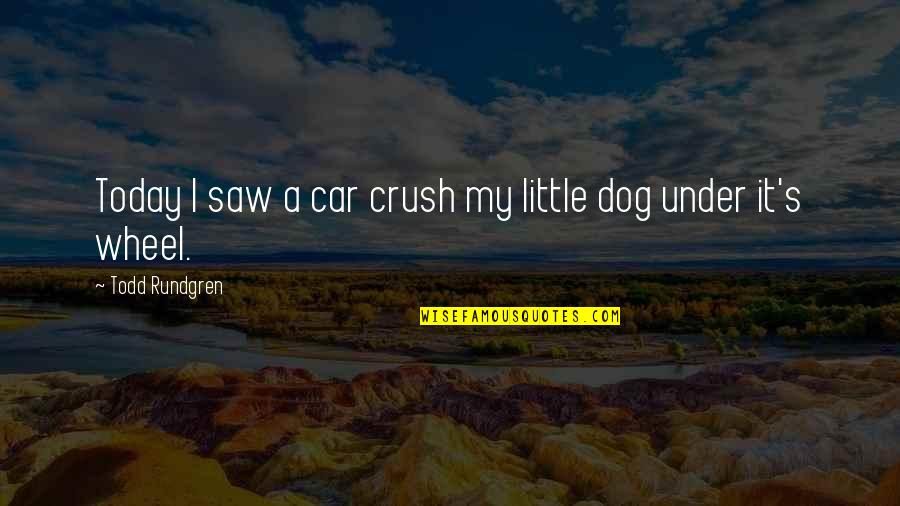 Dog Car Quotes By Todd Rundgren: Today I saw a car crush my little