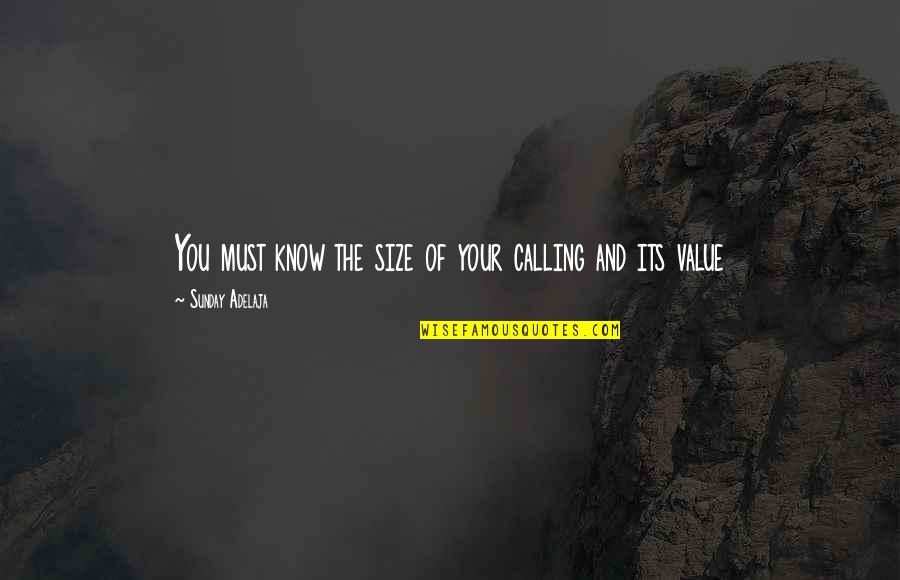 Domeniul Dornei Quotes By Sunday Adelaja: You must know the size of your calling