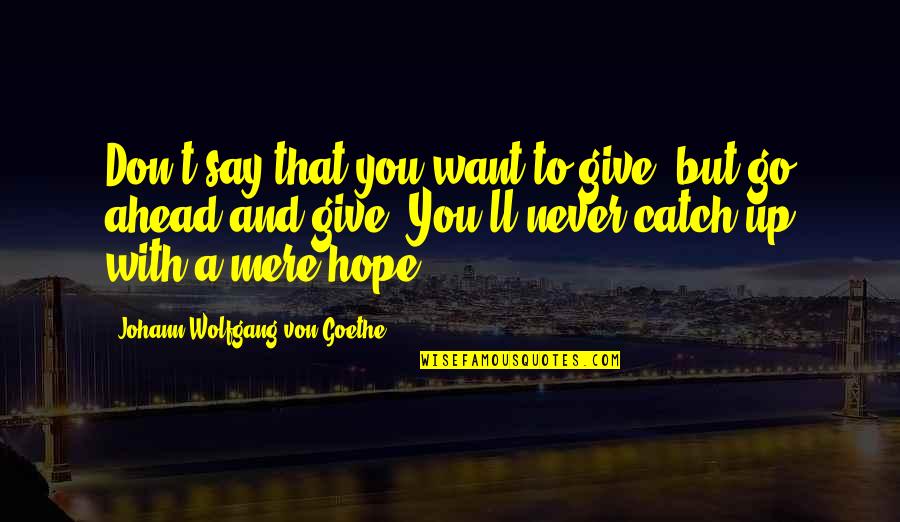 Don T Give Up Hope Quotes By Johann Wolfgang Von Goethe: Don't say that you want to give, but