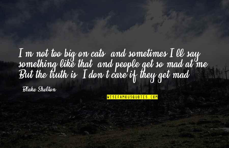 Don't Get Mad At Me Quotes By Blake Shelton: I'm not too big on cats, and sometimes