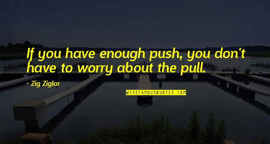 Don't Push Quotes By Zig Ziglar: If you have enough push, you don't have