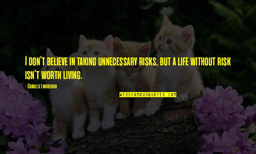 Don't Risk Your Life Quotes By Charles Lindbergh: I don't believe in taking unnecessary risks, but