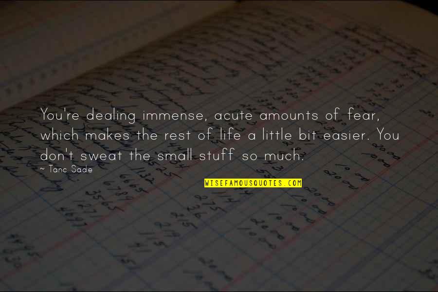 Don't Sweat The Small Stuff Quotes By Tanc Sade: You're dealing immense, acute amounts of fear, which