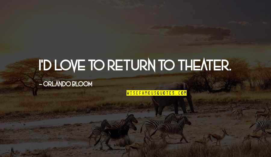 Droofin Quotes By Orlando Bloom: I'd love to return to theater.
