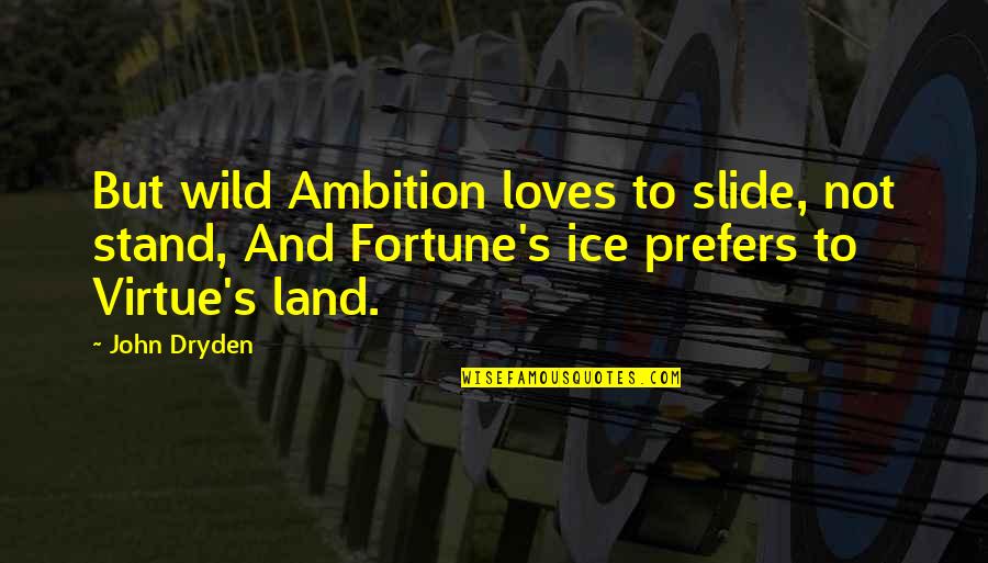 Dryden's Quotes By John Dryden: But wild Ambition loves to slide, not stand,