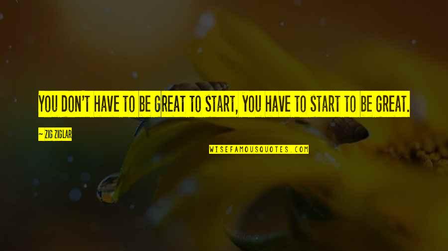 Dunningham Reserve Quotes By Zig Ziglar: You don't have to be great to start,
