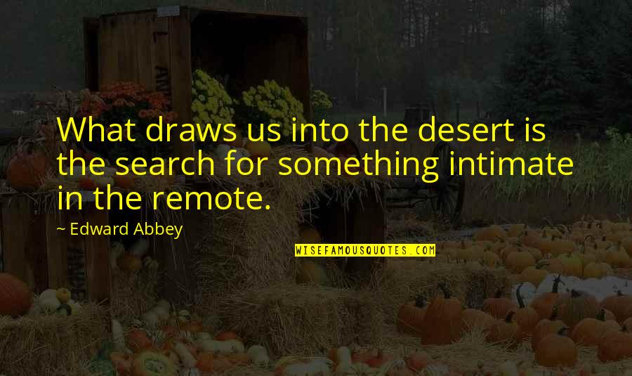 Dwight Angela Quotes By Edward Abbey: What draws us into the desert is the