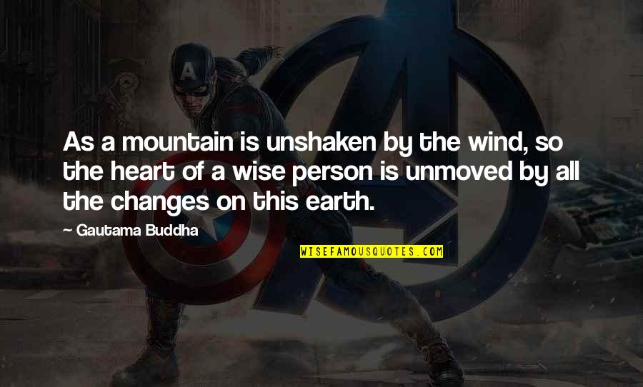 Earth Wind Quotes By Gautama Buddha: As a mountain is unshaken by the wind,