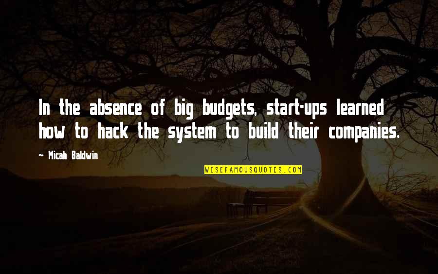 Eclipse Moon Quotes By Micah Baldwin: In the absence of big budgets, start-ups learned