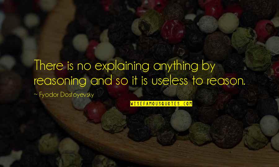 Edified Quotes By Fyodor Dostoyevsky: There is no explaining anything by reasoning and