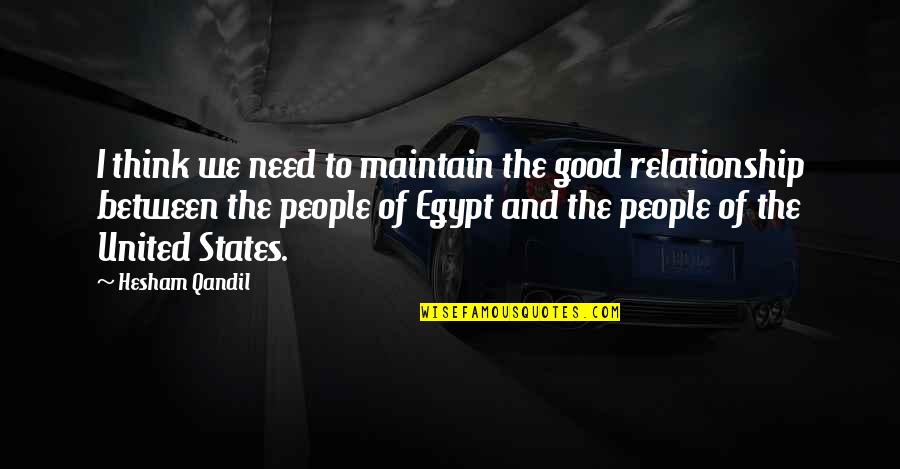 Egypt's Quotes By Hesham Qandil: I think we need to maintain the good