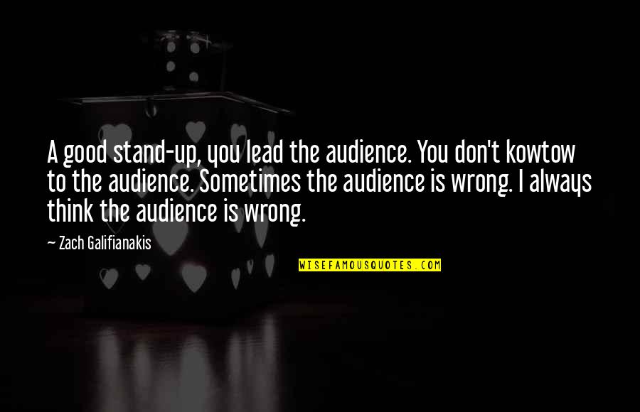 El Ammo Bandito Quotes By Zach Galifianakis: A good stand-up, you lead the audience. You