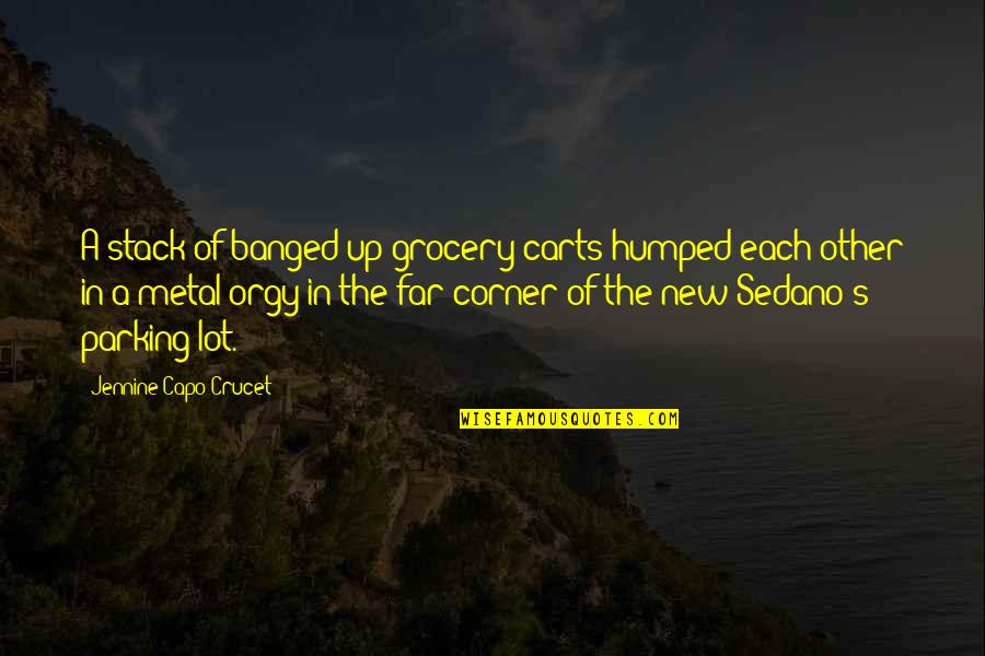 Embezzled Diamond Quotes By Jennine Capo Crucet: A stack of banged-up grocery carts humped each