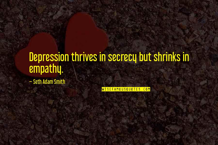 Empathy For Others Quotes By Seth Adam Smith: Depression thrives in secrecy but shrinks in empathy.