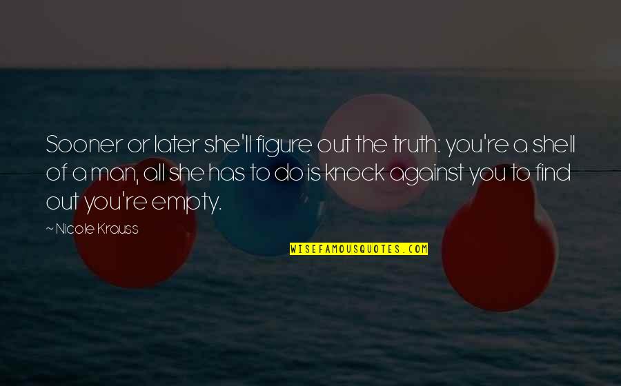 Empty Man Quotes By Nicole Krauss: Sooner or later she'll figure out the truth: