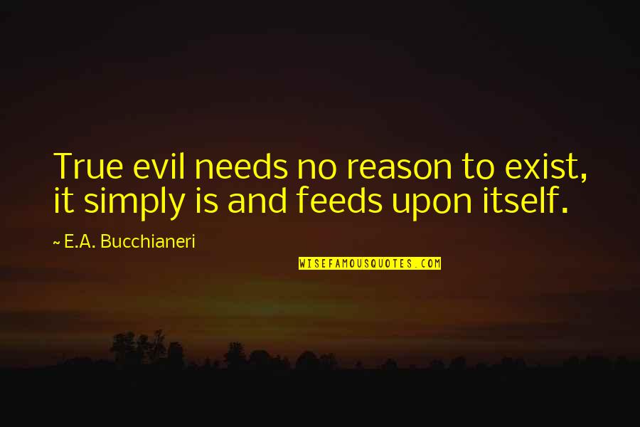 Empty Tin Makes Loudest Noise Quotes By E.A. Bucchianeri: True evil needs no reason to exist, it