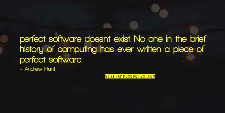 Encerrada Pelicula Quotes By Andrew Hunt: perfect software doesn't exist. No one in the