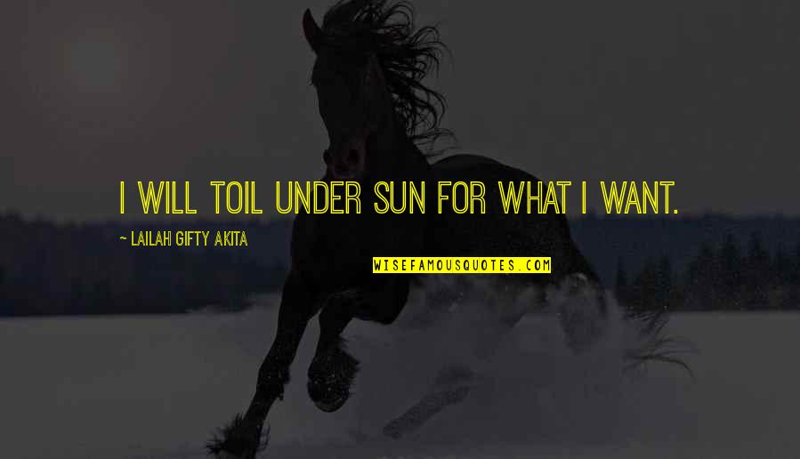 Endless Immensity Quotes By Lailah Gifty Akita: I will toil under sun for what I