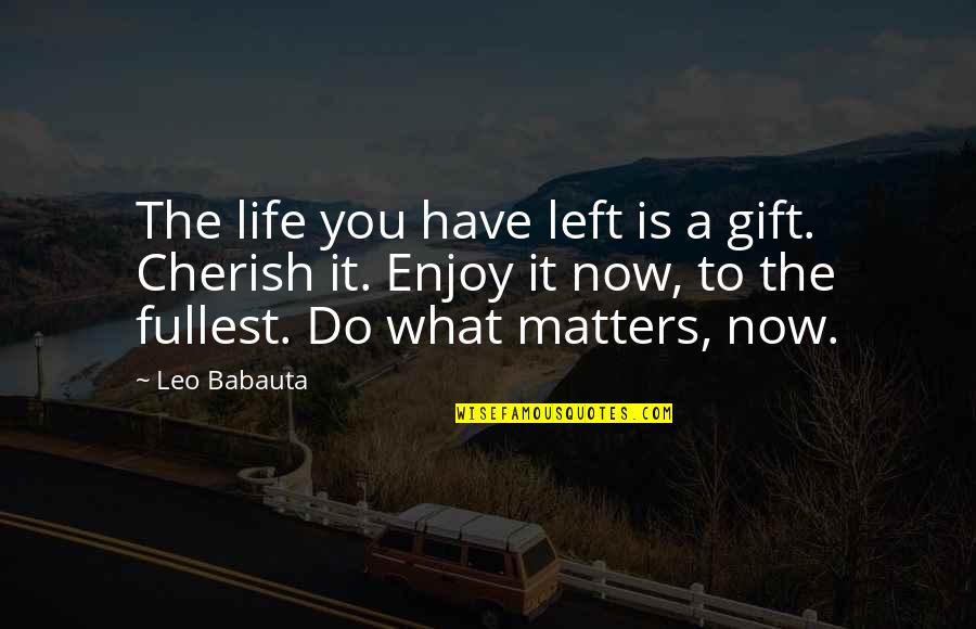 Enjoy To The Fullest Quotes By Leo Babauta: The life you have left is a gift.