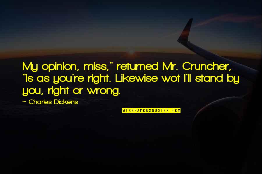 Ennegrecidos Quotes By Charles Dickens: My opinion, miss," returned Mr. Cruncher, "is as