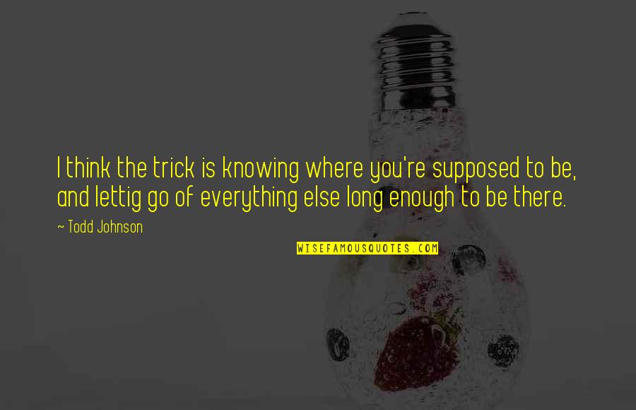 Enough Of Everything Quotes By Todd Johnson: I think the trick is knowing where you're