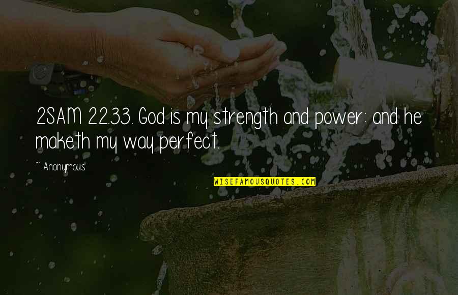 Envy In Islam Quotes By Anonymous: 2SAM 22.33. God is my strength and power: