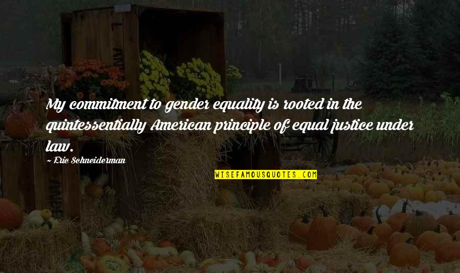 Equality Justice Quotes By Eric Schneiderman: My commitment to gender equality is rooted in