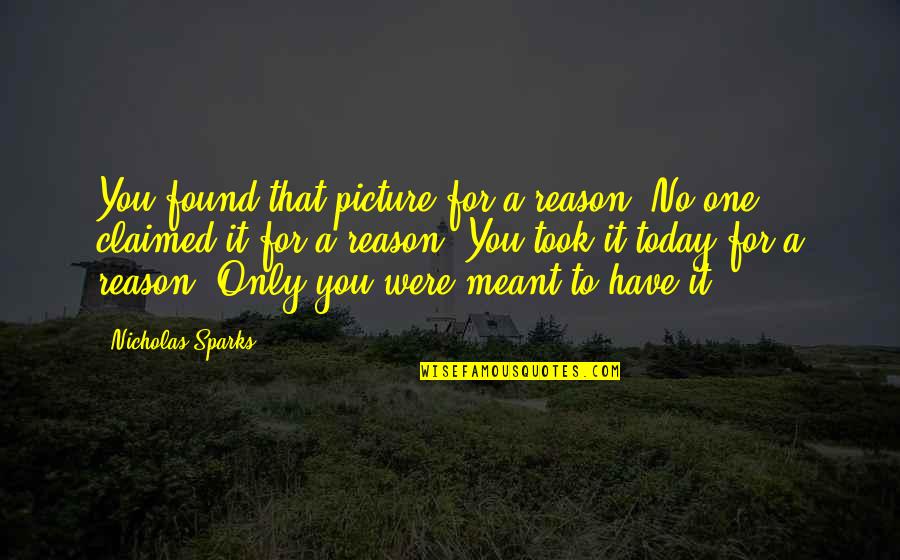 Eschatological Hope Quotes By Nicholas Sparks: You found that picture for a reason. No