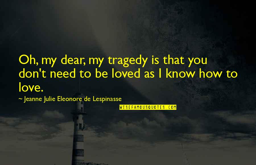 Escorrer Quotes By Jeanne Julie Eleonore De Lespinasse: Oh, my dear, my tragedy is that you