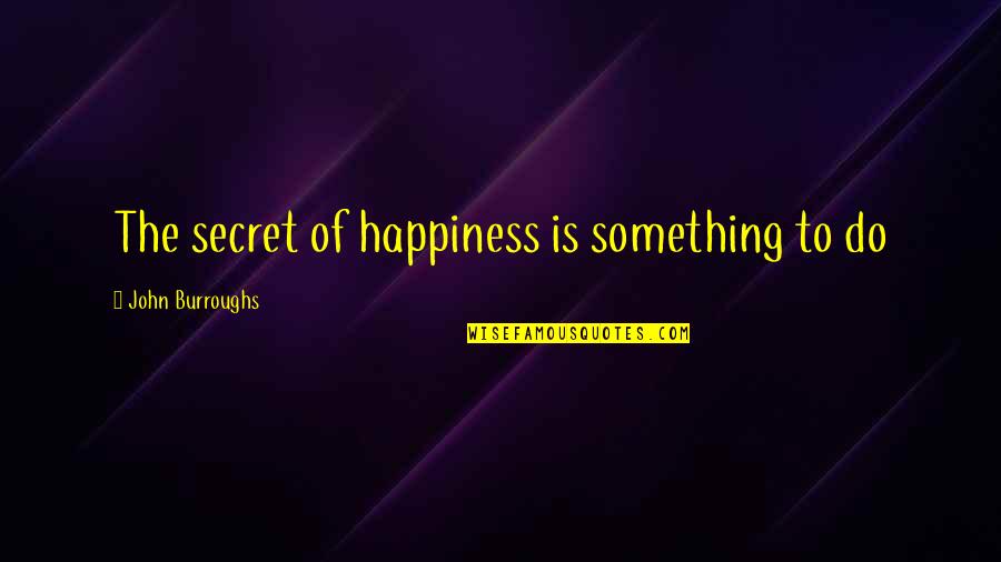 Estiquers Quotes By John Burroughs: The secret of happiness is something to do