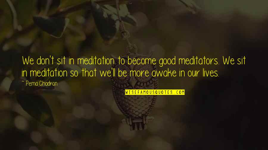 Ethanoate Vs Acetate Quotes By Pema Chodron: We don't sit in meditation to become good