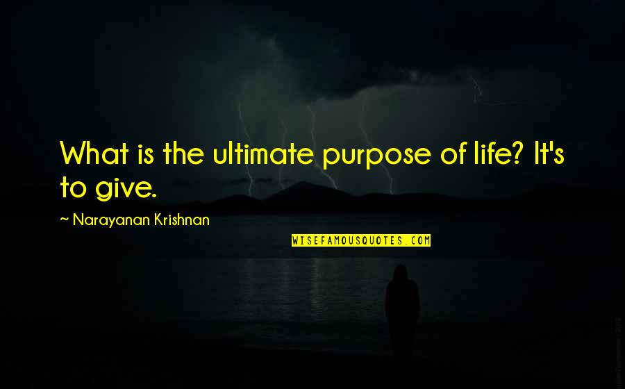 Etimologia Definicion Quotes By Narayanan Krishnan: What is the ultimate purpose of life? It's