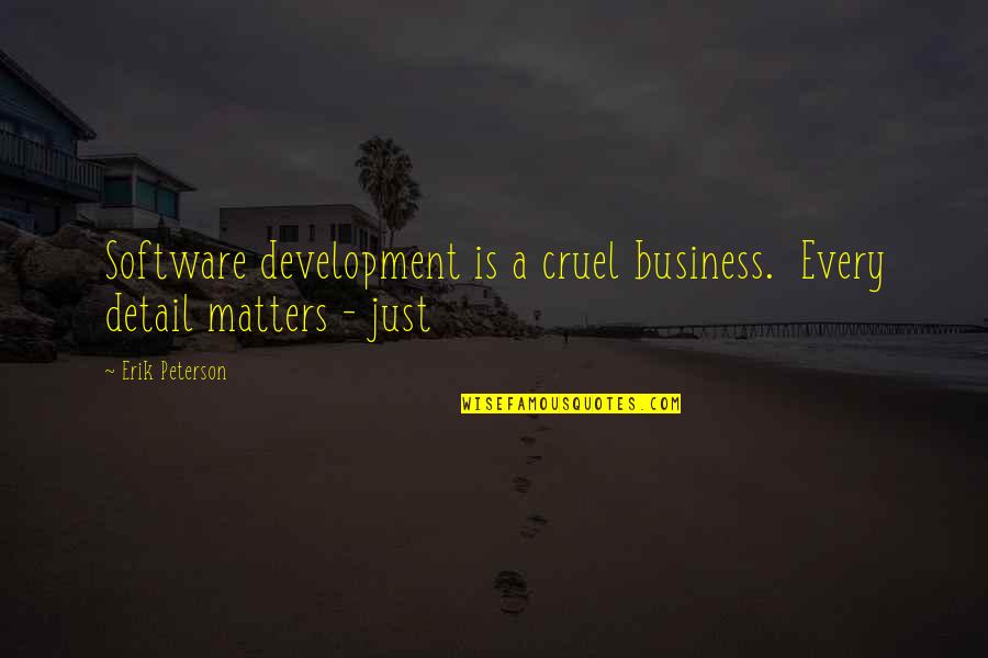 Every Detail Matters Quotes By Erik Peterson: Software development is a cruel business. Every detail