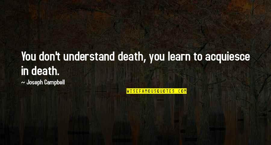 Everyone Scolds Me Quotes By Joseph Campbell: You don't understand death, you learn to acquiesce