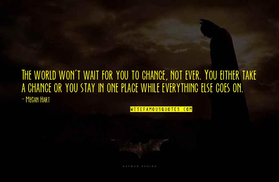 Everything In Its Place Quotes By Megan Hart: The world won't wait for you to change,