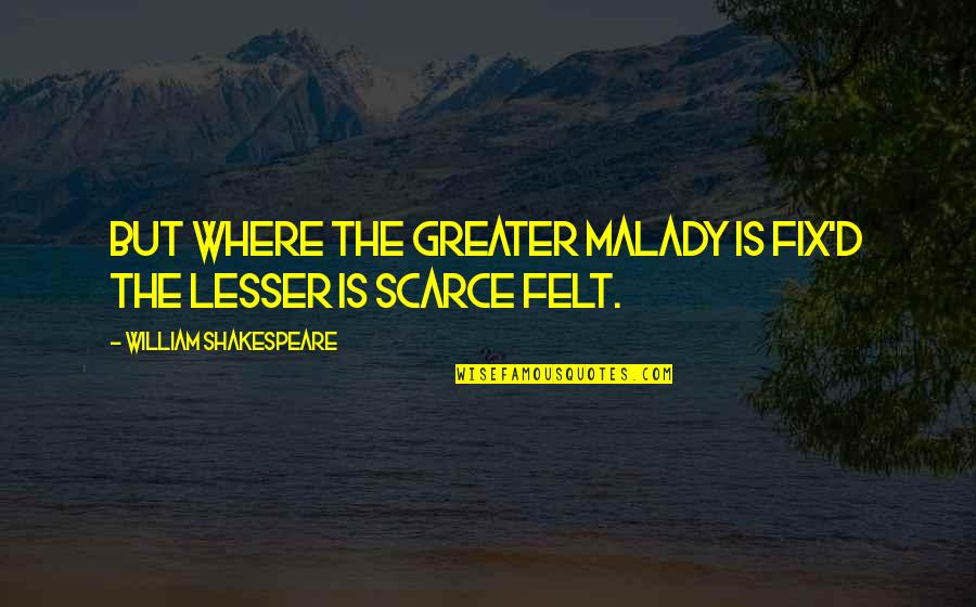 Exercising With Music Quotes By William Shakespeare: But where the greater malady is fix'd The