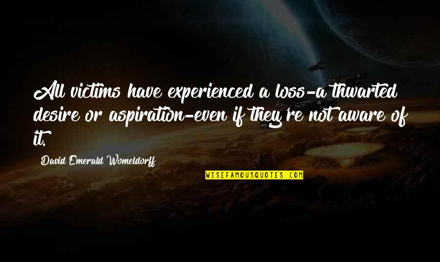 Experience It Quotes By David Emerald Womeldorff: All victims have experienced a loss-a thwarted desire