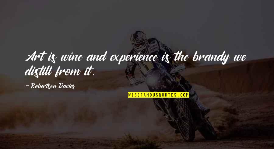 Experience It Quotes By Robertson Davies: Art is wine and experience is the brandy