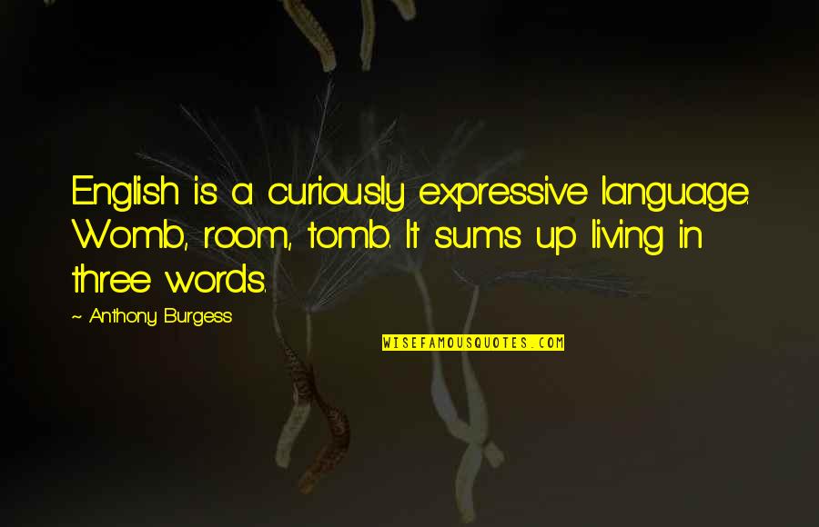 Expressive E Quotes By Anthony Burgess: English is a curiously expressive language. Womb, room,