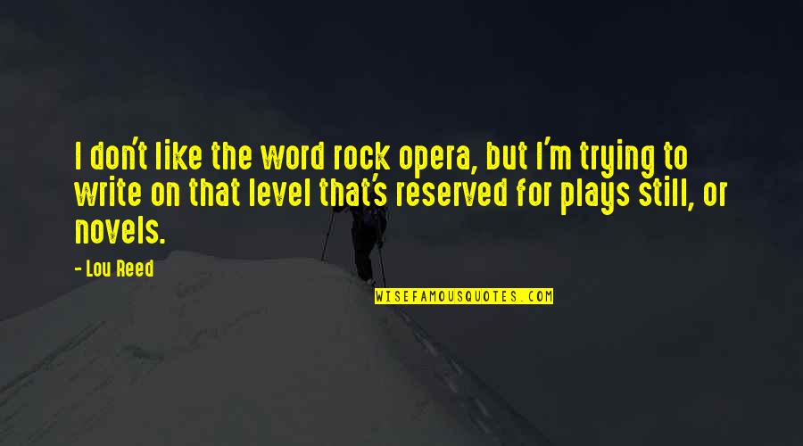 Faerun Timeline Quotes By Lou Reed: I don't like the word rock opera, but