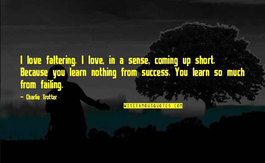 Failing Success Quotes By Charlie Trotter: I love faltering. I love, in a sense,