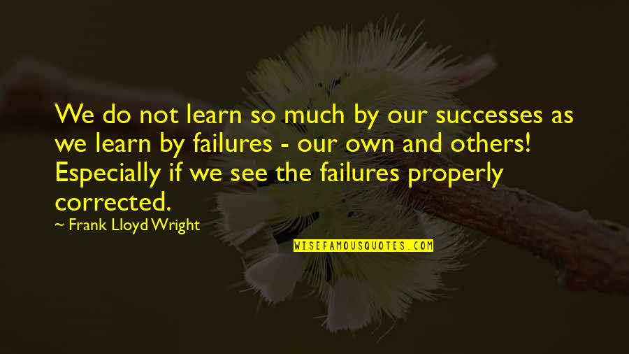 Failures And Successes Quotes By Frank Lloyd Wright: We do not learn so much by our