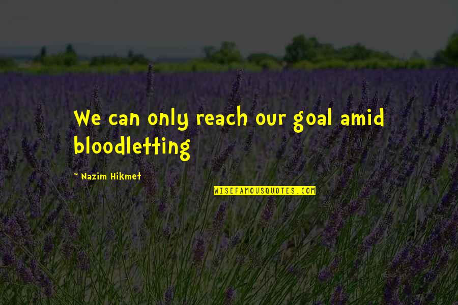 Fairholme Foundation Quotes By Nazim Hikmet: We can only reach our goal amid bloodletting