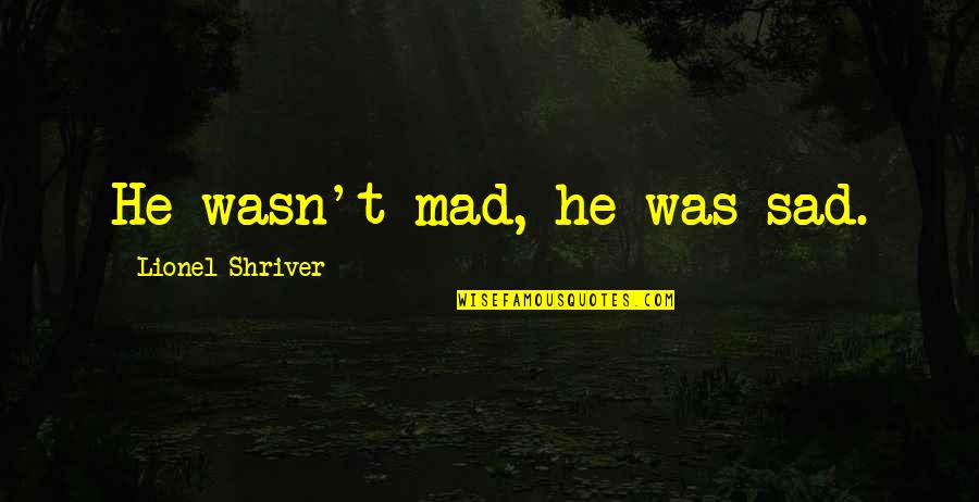 Fallout 2 Sulik Quotes By Lionel Shriver: He wasn't mad, he was sad.