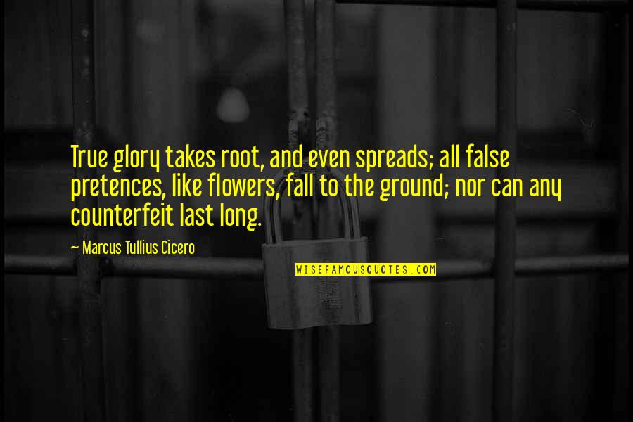 False And True Quotes By Marcus Tullius Cicero: True glory takes root, and even spreads; all