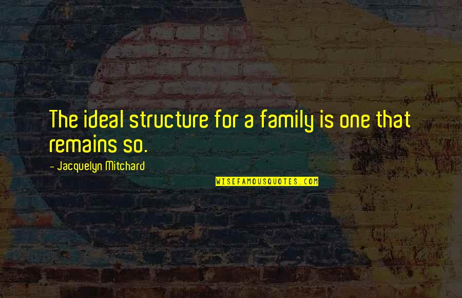 Family Structure Quotes By Jacquelyn Mitchard: The ideal structure for a family is one