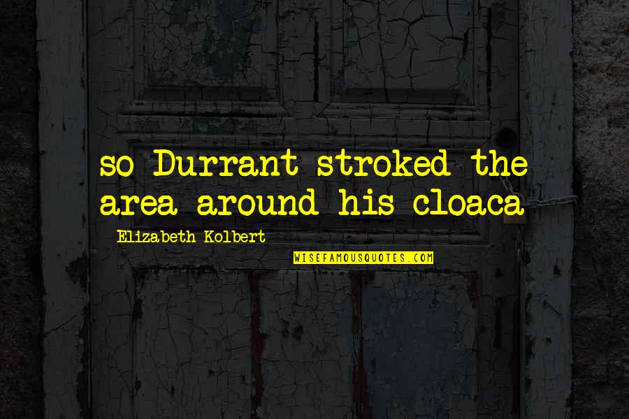 Famous Career Path Quotes By Elizabeth Kolbert: so Durrant stroked the area around his cloaca