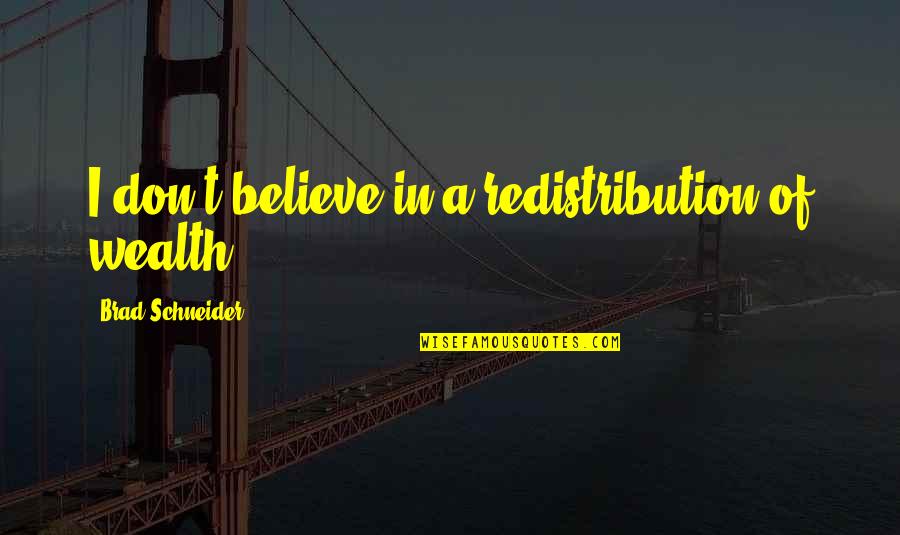 Famous Fiscal Responsibility Quotes By Brad Schneider: I don't believe in a redistribution of wealth.