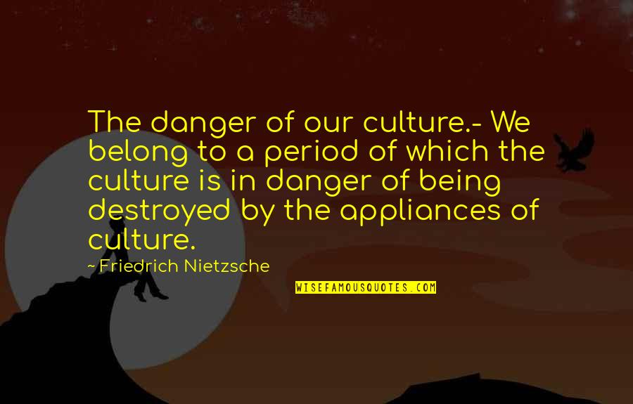 Famous Intercourse Quotes By Friedrich Nietzsche: The danger of our culture.- We belong to