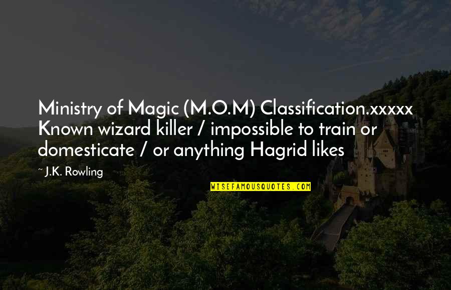 Fantastic Quotes By J.K. Rowling: Ministry of Magic (M.O.M) Classification.xxxxx Known wizard killer